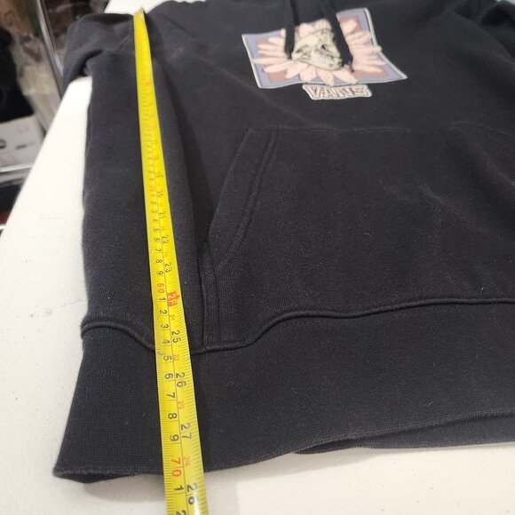 Vans Black Hoodie Medium Mens Skull & Flower Graphic Goth Skater - Picture 5 of 11